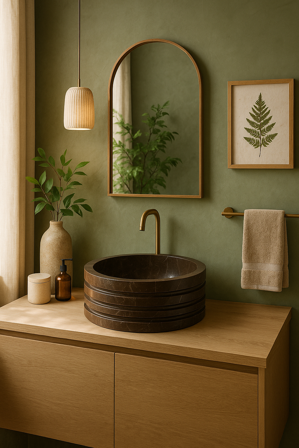 Coffee Brown Marble Basin