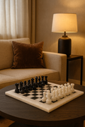 Chess Set (Black & White Marble) 14.5 inches
